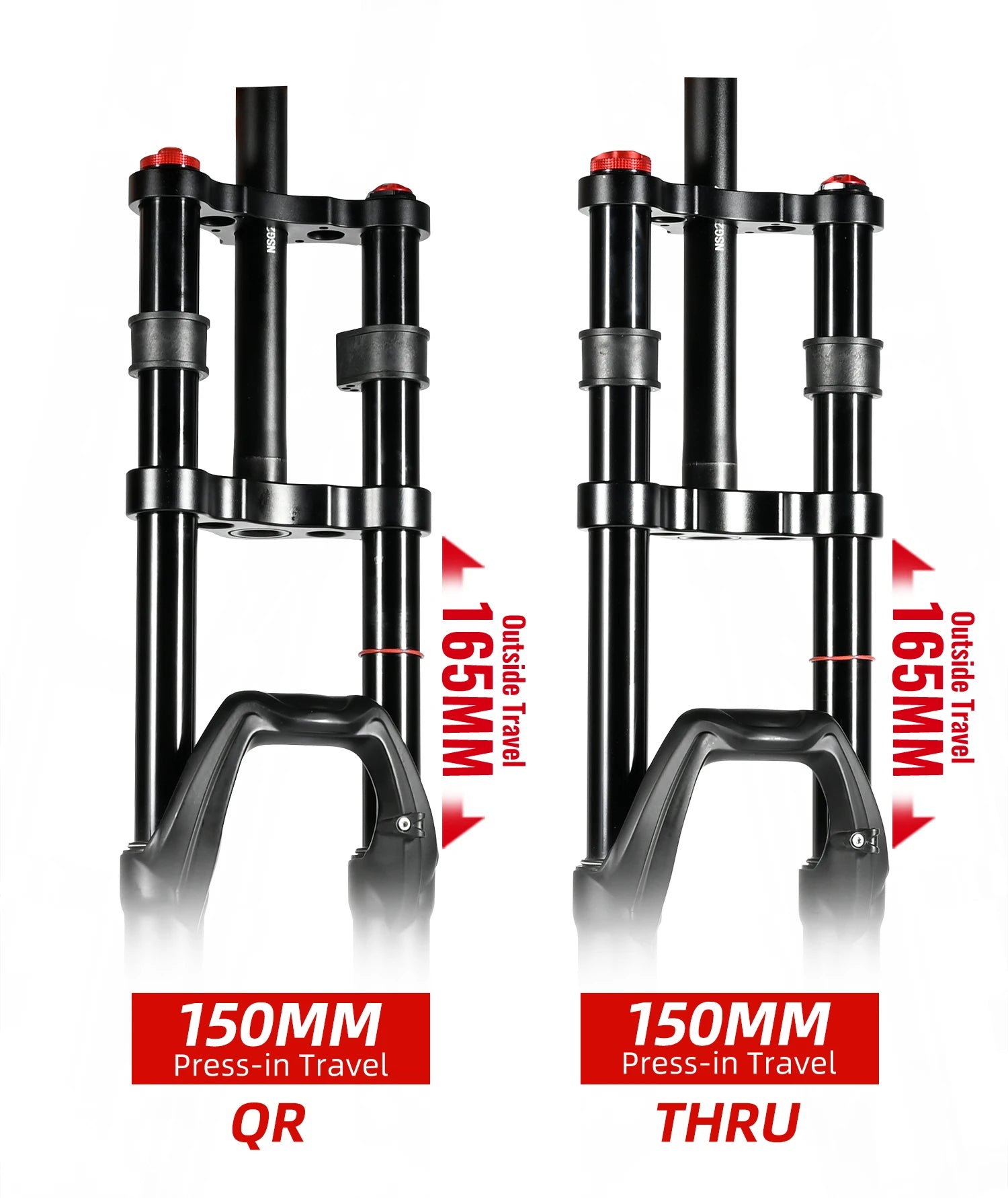 NanLio Double Shoulder Snow Front Fork 27.5inch / 29*2.5 inch MTB Fork 150mm Travel Air Supension Bike Fork E-bike Fork 15/9MM