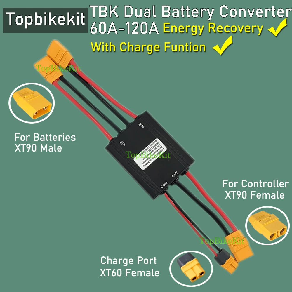 Ebike Dual Battery Discharge Converter Connection Adapter Switcher 20-100V 20A/30/40A/80A/120A Double Battery Balanced Discharge