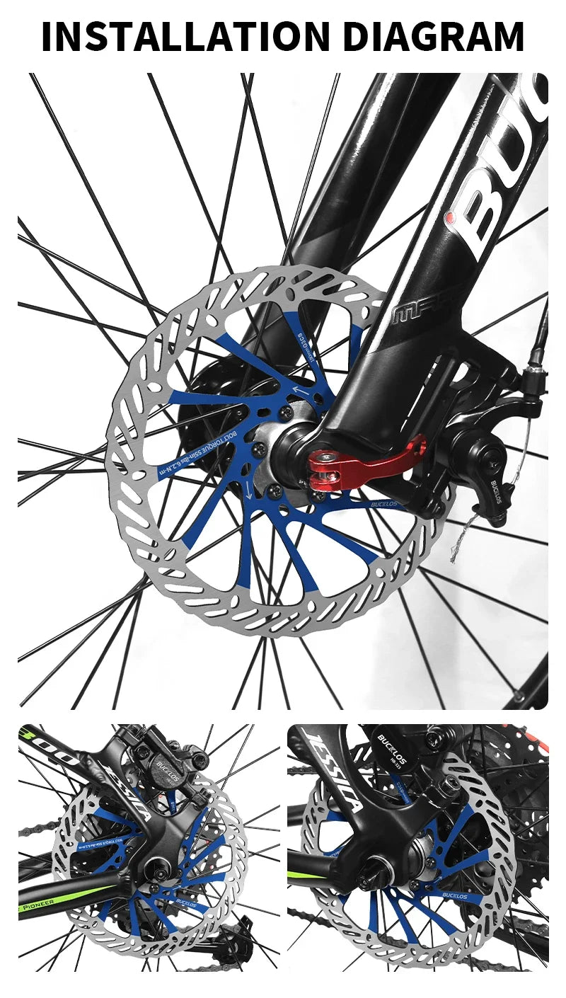 BUCKLOS Ultralight MTB Bike Hydraulic Disc Brake Rotor 160/180/203mm Mountain Road Racing Bicycle Brake Disc with 6 Free Bolts