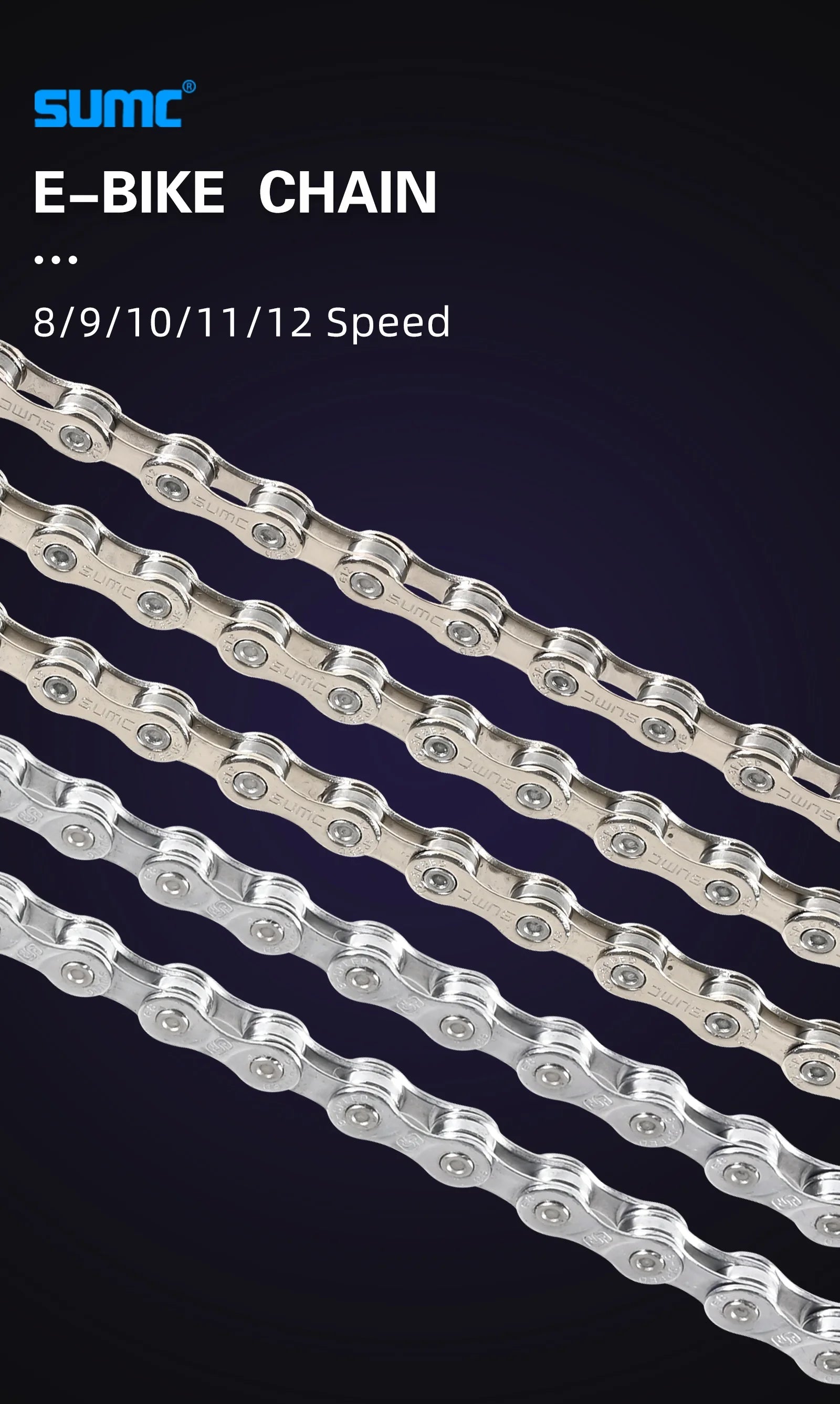 SUMC Bicycle Chain 8/9/10/11/12 Speed 126/136 Links Anti-Rust Coating MTB Road Bike Chain E8 E9 E10 E11 E12