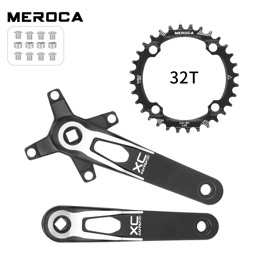 Square taper crank set 104 bcd 24mm bicycle connecting rods 170mm lightweight crank arm Monoplate cranks single speed crankset