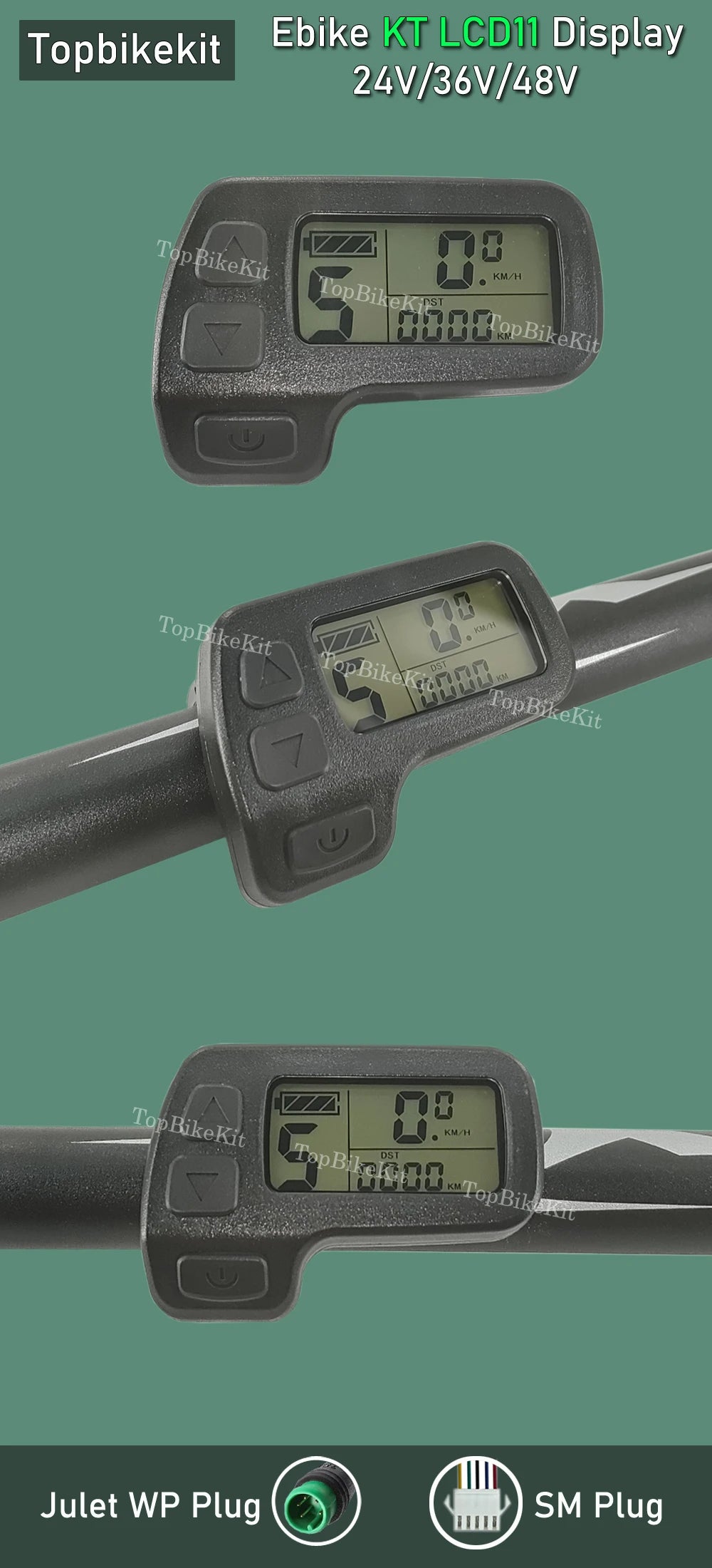 Ebike KT Display LCD8H Meter Display LED890 LED900S LCD3/4/5/8/9/10H/11 LCD Display+Julet 5pins WP Plug /SM Plug
