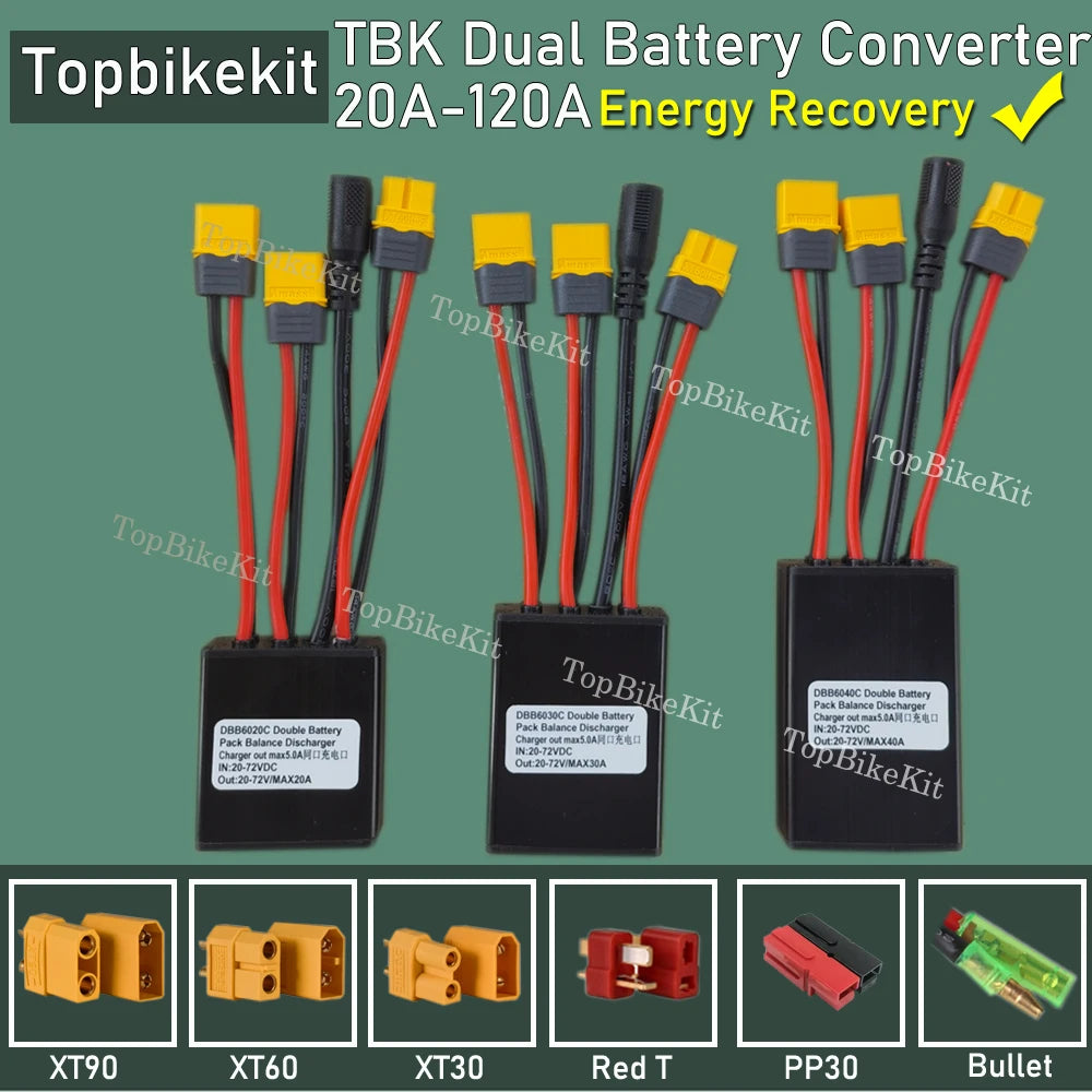 Ebike Dual Battery Discharge Converter Connection Adapter Switcher 20-100V 20A/30/40A/80A/120A Double Battery Balanced Discharge