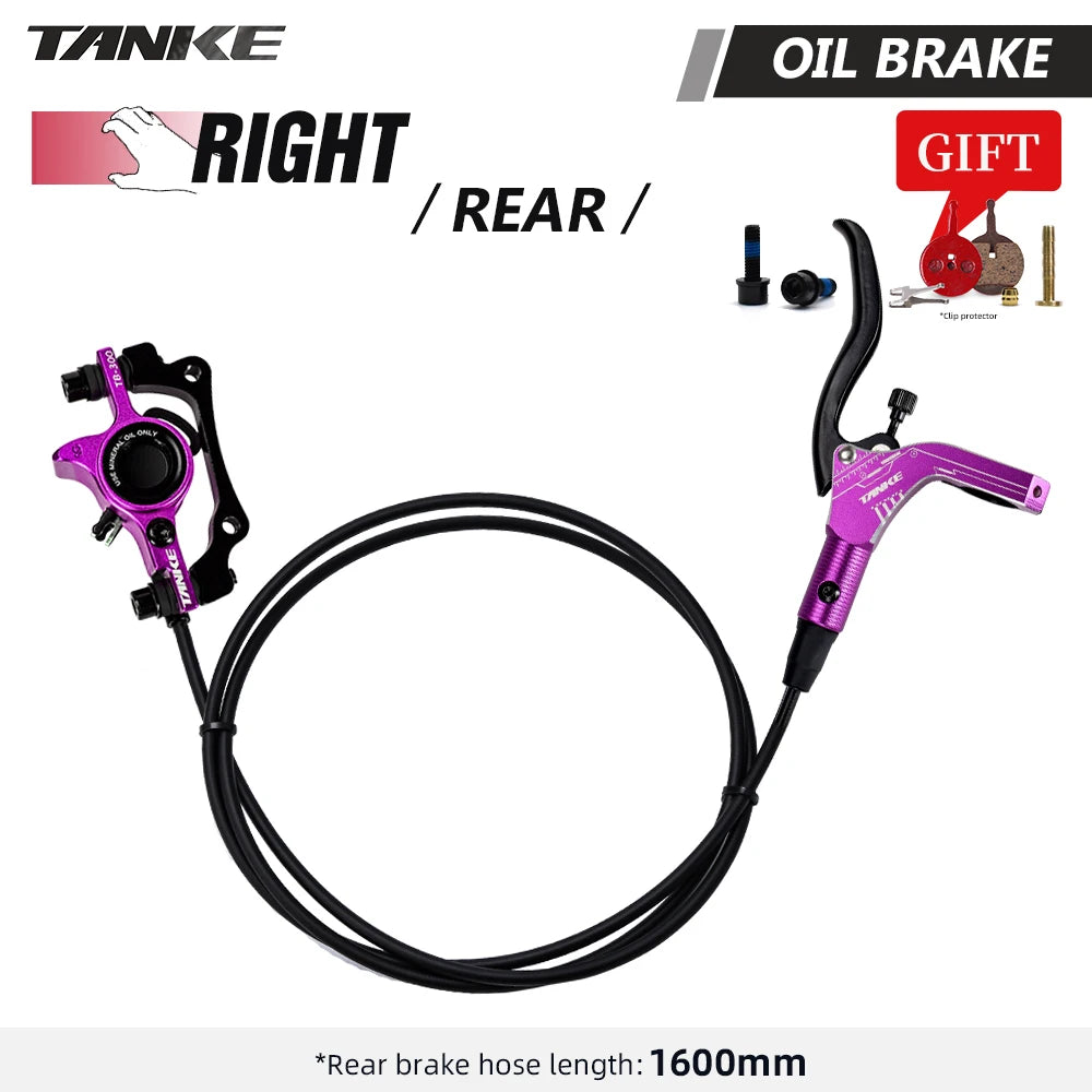 TANKE Mountain Bike Hydraulic Disc Brake Kit with 160mm Rotors, Hydraulic Calipers, Front and Rear Mounts, and 22.2mm Handlebar