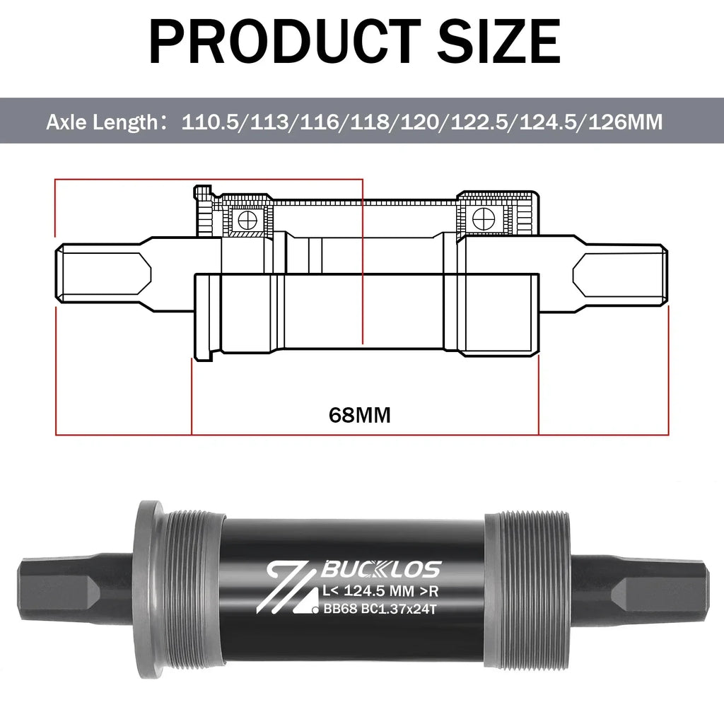 BUCKLOS Bike Bottom Bracket Square Hole Road Mountain Bike E-Bike Crank BB BB68 BB80 BB90 BB100 BB110 BB120 MTB Crankset Parts