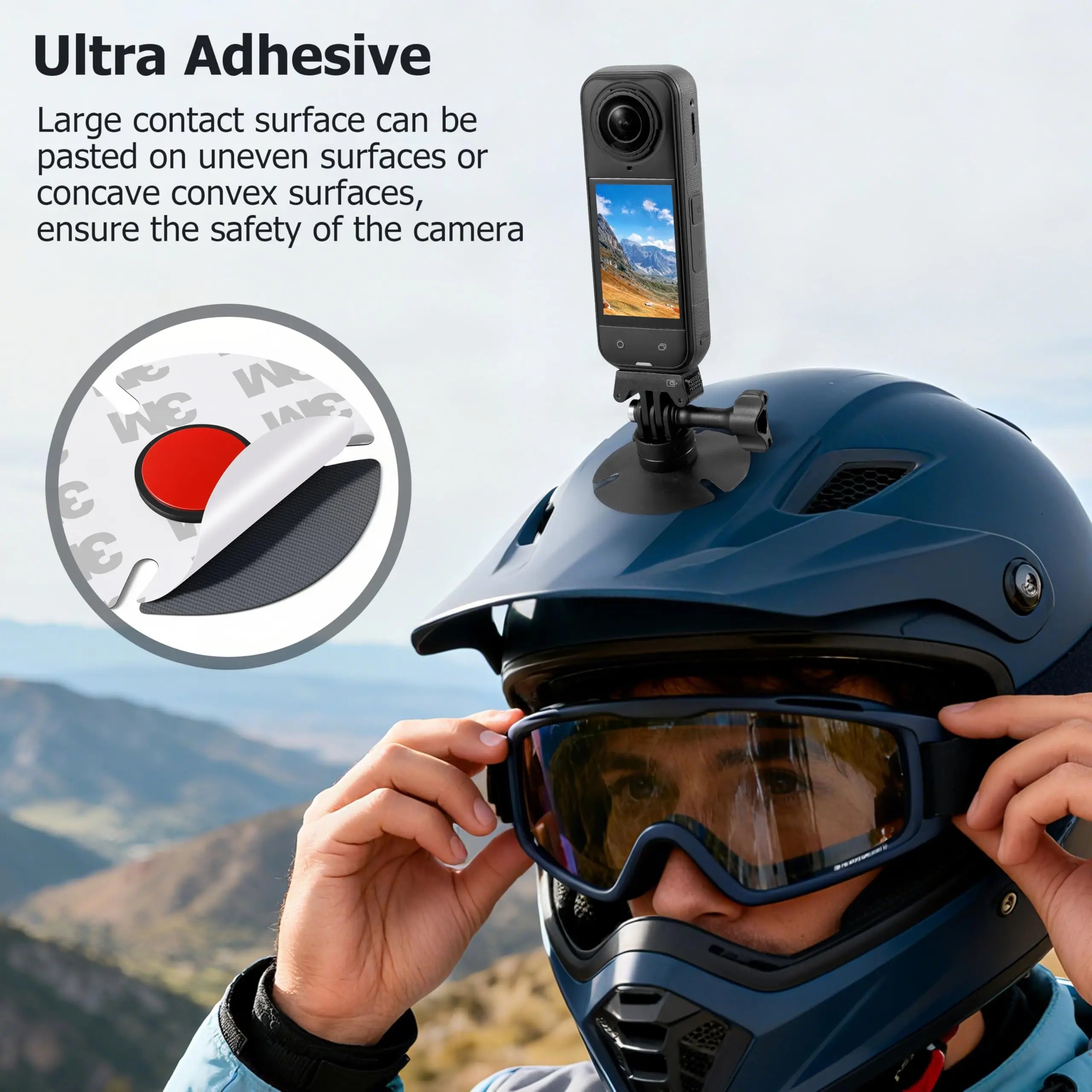 Flexible Adhesive Helmet Mount for DJI Osmo Action 6 5 pro 4 Nano for Insta360 X5/X4 GO Ultra Action Camera Snowboard Surfboard