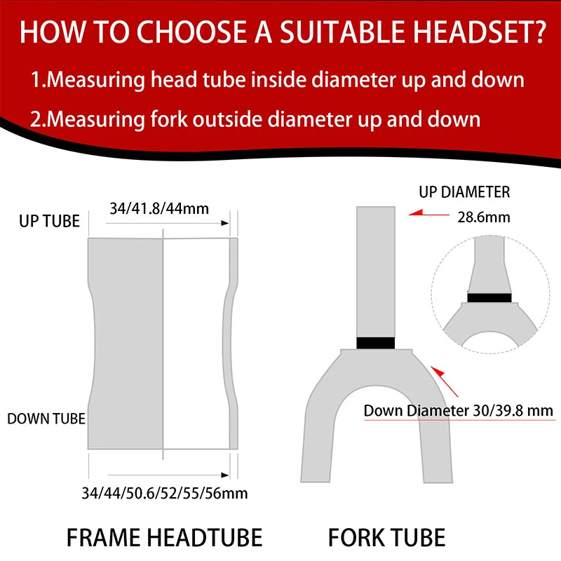 BUCKLOS Bike Headset 1-1/8" Sealed Bearing Aluminum Alloy MTB Bicycle Bowl Set Headset 34/44/50.6/52/55/56mm Fork Cycling Parts