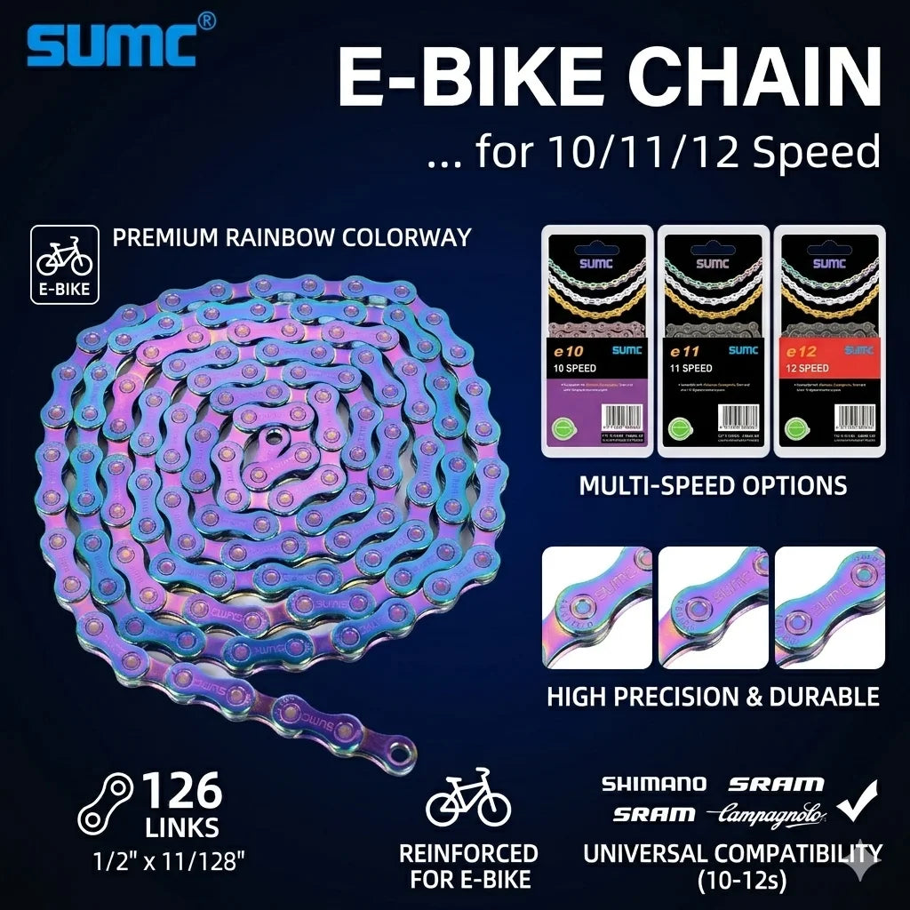 SUMC Bicycle Chain 8/9/10/11/12 Speed 126/136 Links Anti-Rust Coating MTB Road Bike Chain E8 E9 E10 E11 E12