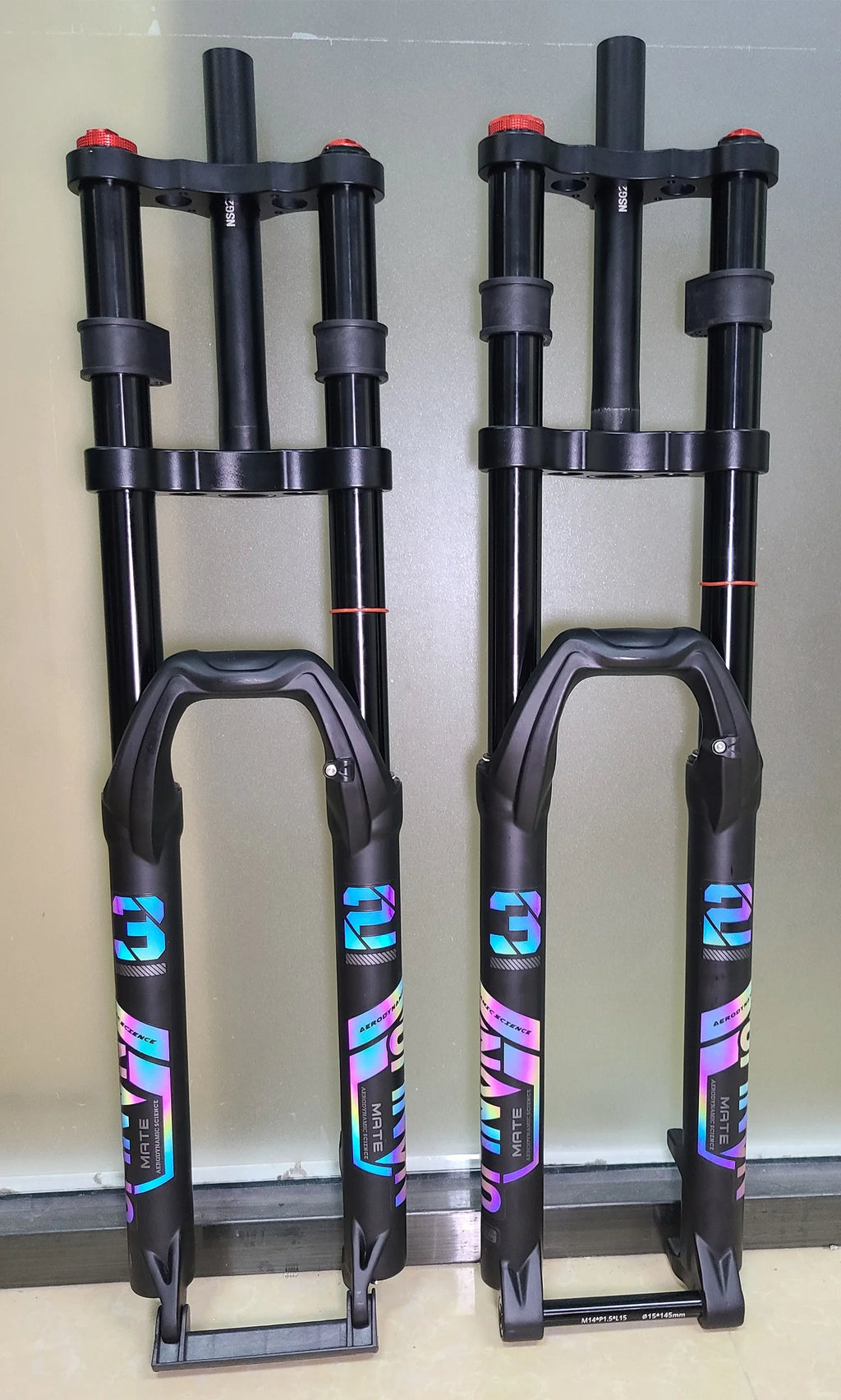 NanLio Double Shoulder Snow Front Fork 27.5inch / 29*2.5 inch MTB Fork 150mm Travel Air Supension Bike Fork E-bike Fork 15/9MM