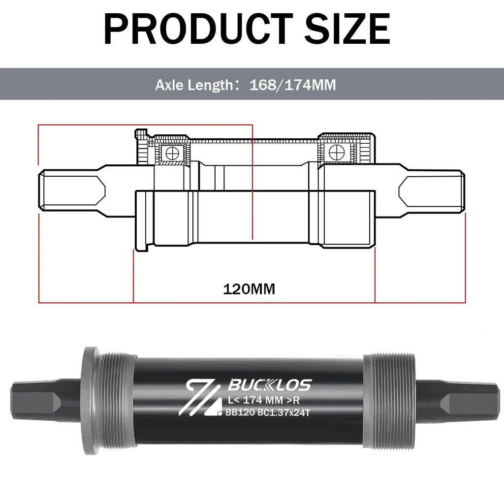 BUCKLOS Bike Bottom Bracket Square Hole Road Mountain Bike E-Bike Crank BB BB68 BB80 BB90 BB100 BB110 BB120 MTB Crankset Parts