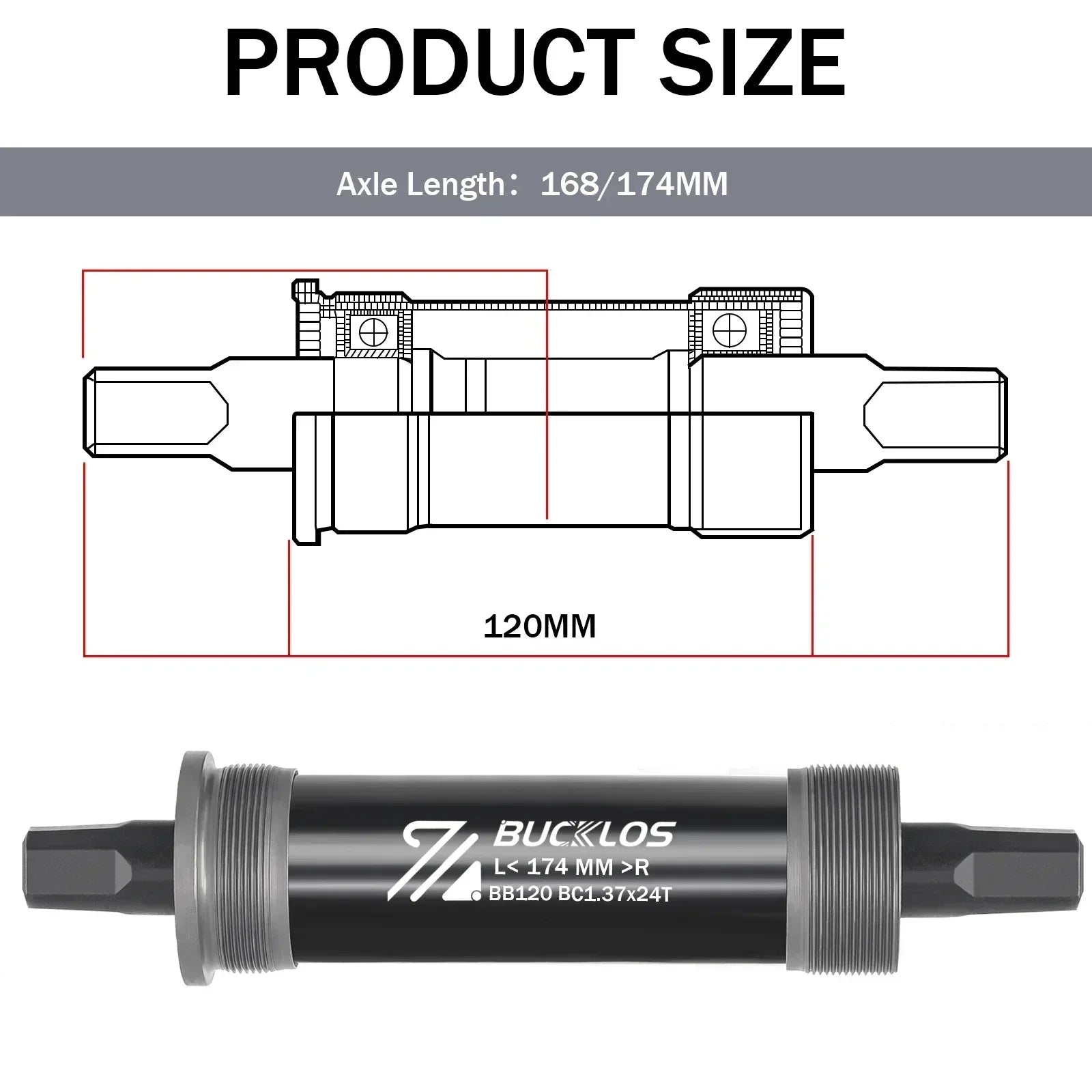BUCKLOS Bike Bottom Bracket Square Hole Road Mountain Bike E-Bike Crank BB BB68 BB80 BB90 BB100 BB110 BB120 MTB Crankset Parts