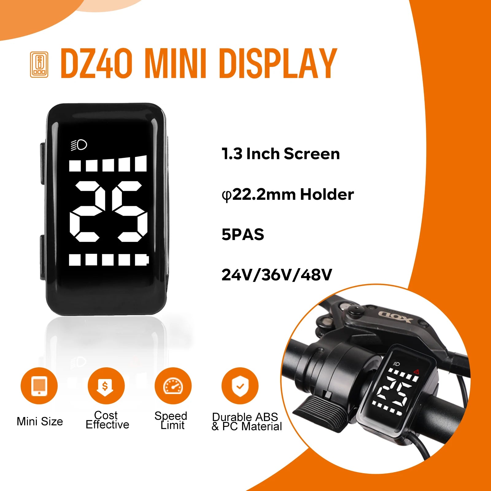 BAFANG Mini DZ40 Display 24/36/48V Ebike Intelligent LCD Screen 5PIN Female Waterproof for BAFANG BBS02B BBS01B BBSHD Mid Motor
