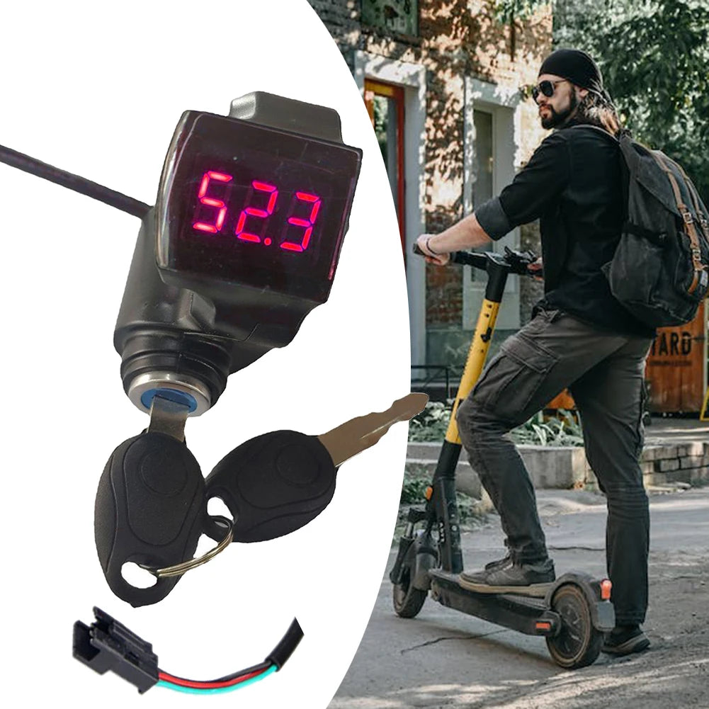 E-bike Power Switch Lock Display Thumb Throttle With Key 12V-84V Electric Scooter Handlebars Ignition Switch Key Power Lock