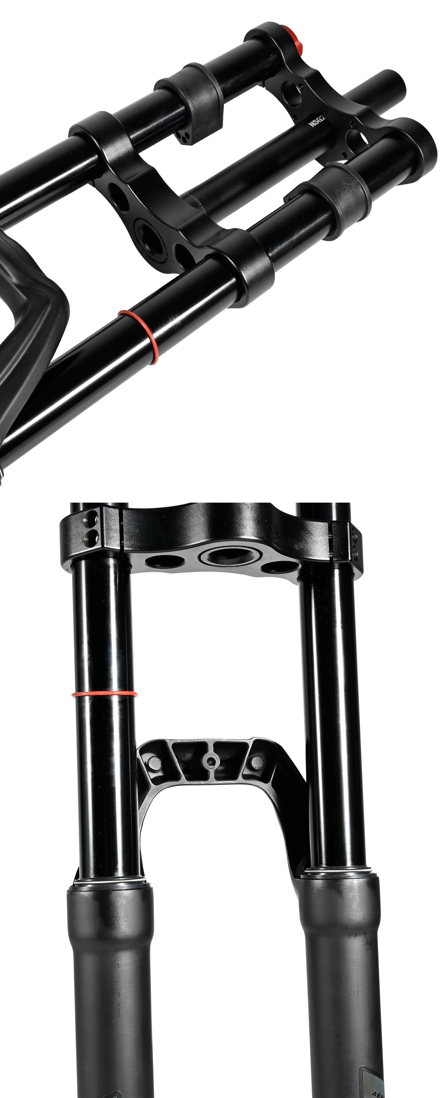 NanLio Double Shoulder Snow Front Fork 27.5inch / 29*2.5 inch MTB Fork 150mm Travel Air Supension Bike Fork E-bike Fork 15/9MM