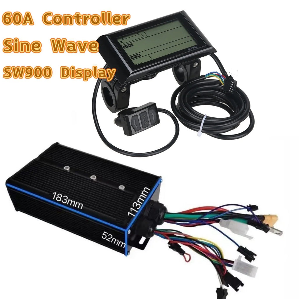 3000W 5000W Electric Bicycle Scooter Controller System 48V-72V 60A 80A Dual-mode 18-tube Sine Wave Controller S830 SW900 Display