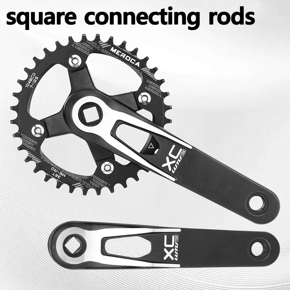 Square taper crank set 104 bcd 24mm bicycle connecting rods 170mm lightweight crank arm Monoplate cranks single speed crankset
