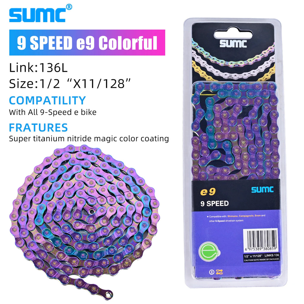SUMC Bicycle Chain 8/9/10/11/12 Speed 126/136 Links Anti-Rust Coating MTB Road Bike Chain E8 E9 E10 E11 E12