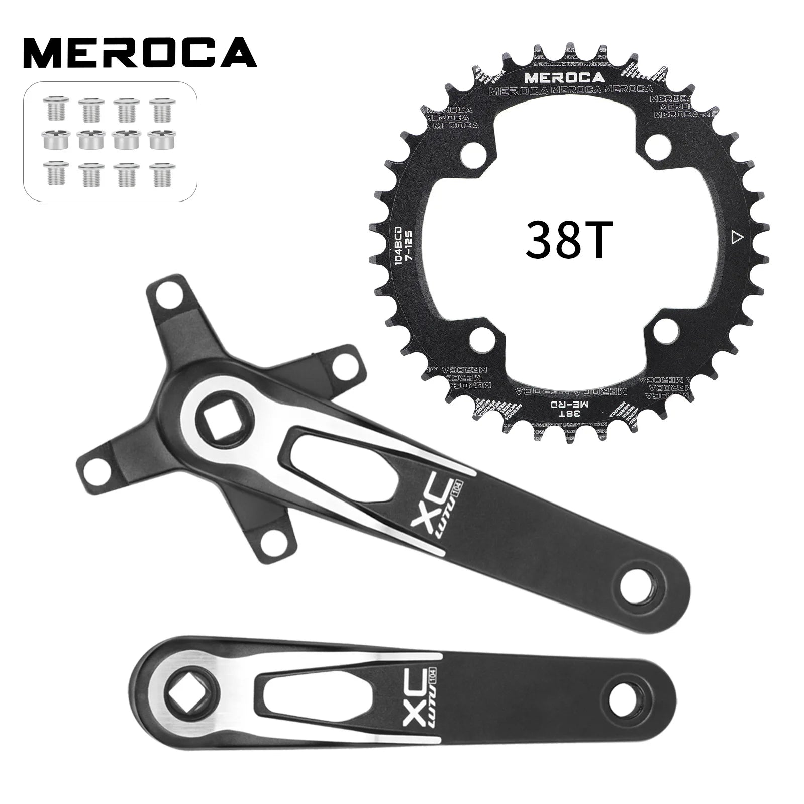 Square taper crank set 104 bcd 24mm bicycle connecting rods 170mm lightweight crank arm Monoplate cranks single speed crankset