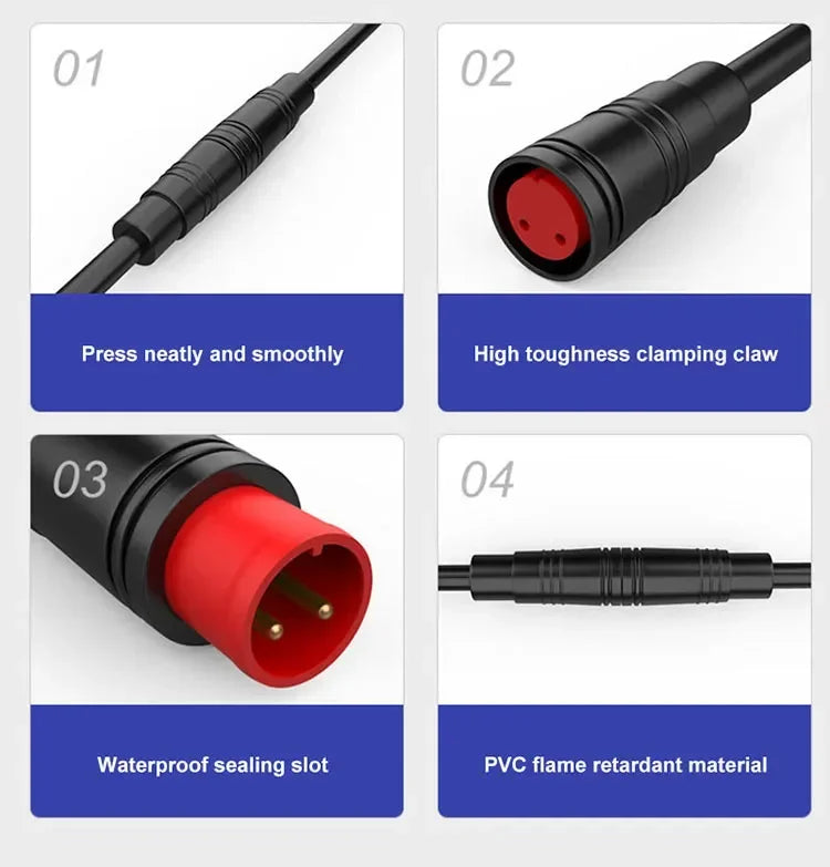 5/20/100Pcs Julet M6 M8 Waterproof Electric Bicycle Butt Joint Plug Male Female Ebike 4 Pin Display Cable Connector Wire 20cm