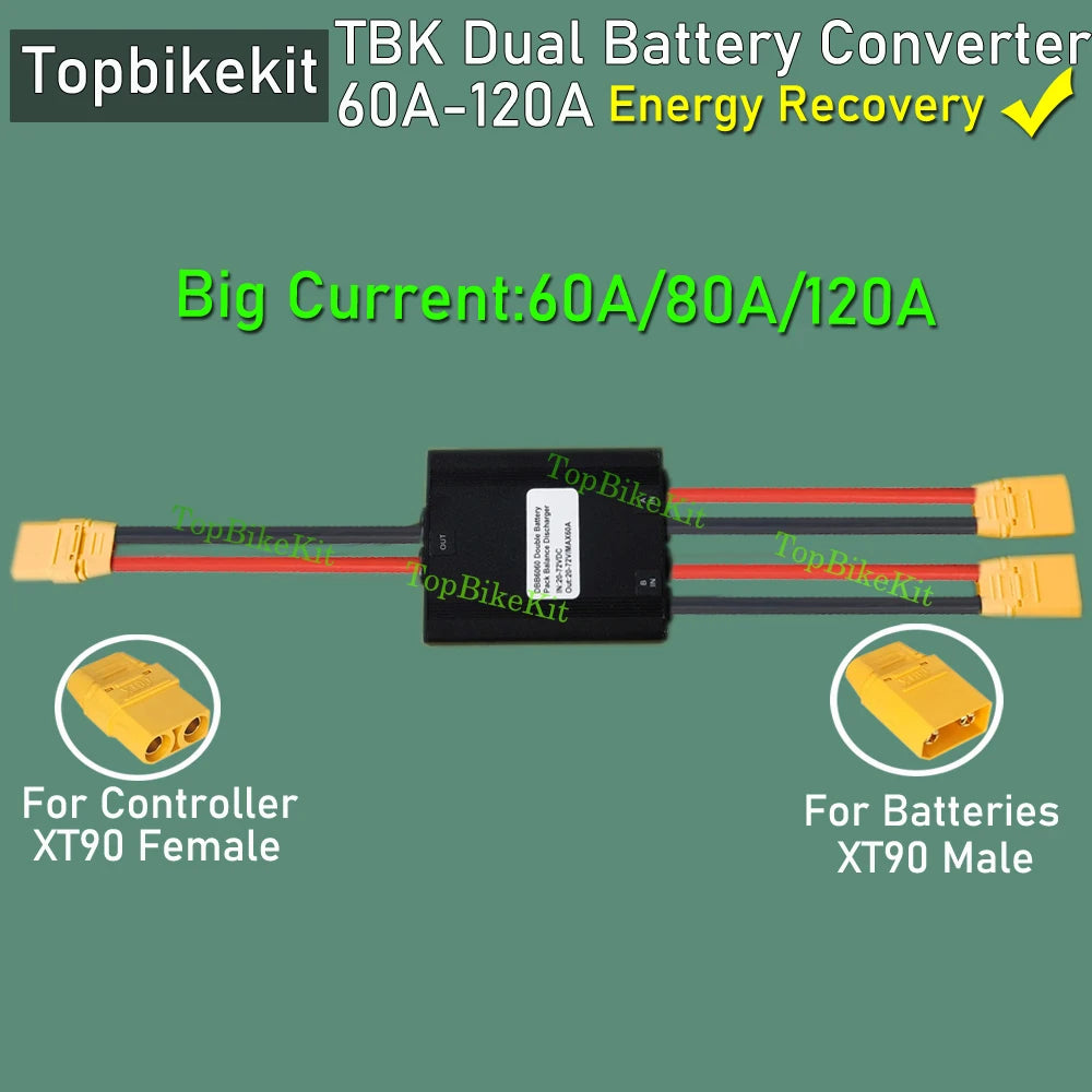 Ebike Dual Battery Discharge Converter Connection Adapter Switcher 20-100V 20A/30/40A/80A/120A Double Battery Balanced Discharge