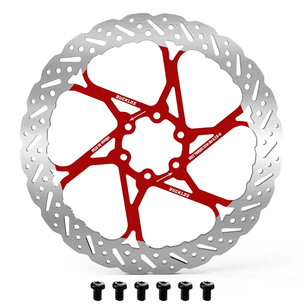 BUCKLOS 140/160/180/203mm Bike Brake Disc Stainless Steel Bicycle Brake Rotors Road MTB Bike Rotor 6-Bolt Cycling Disc