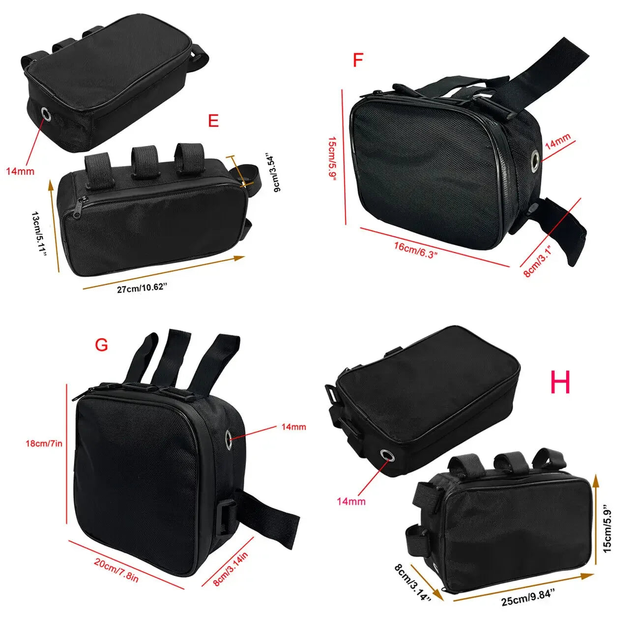 Bicycle Bike Tube Frame Pack Bag Case Battery front Tool Box Storage MTB Ebike