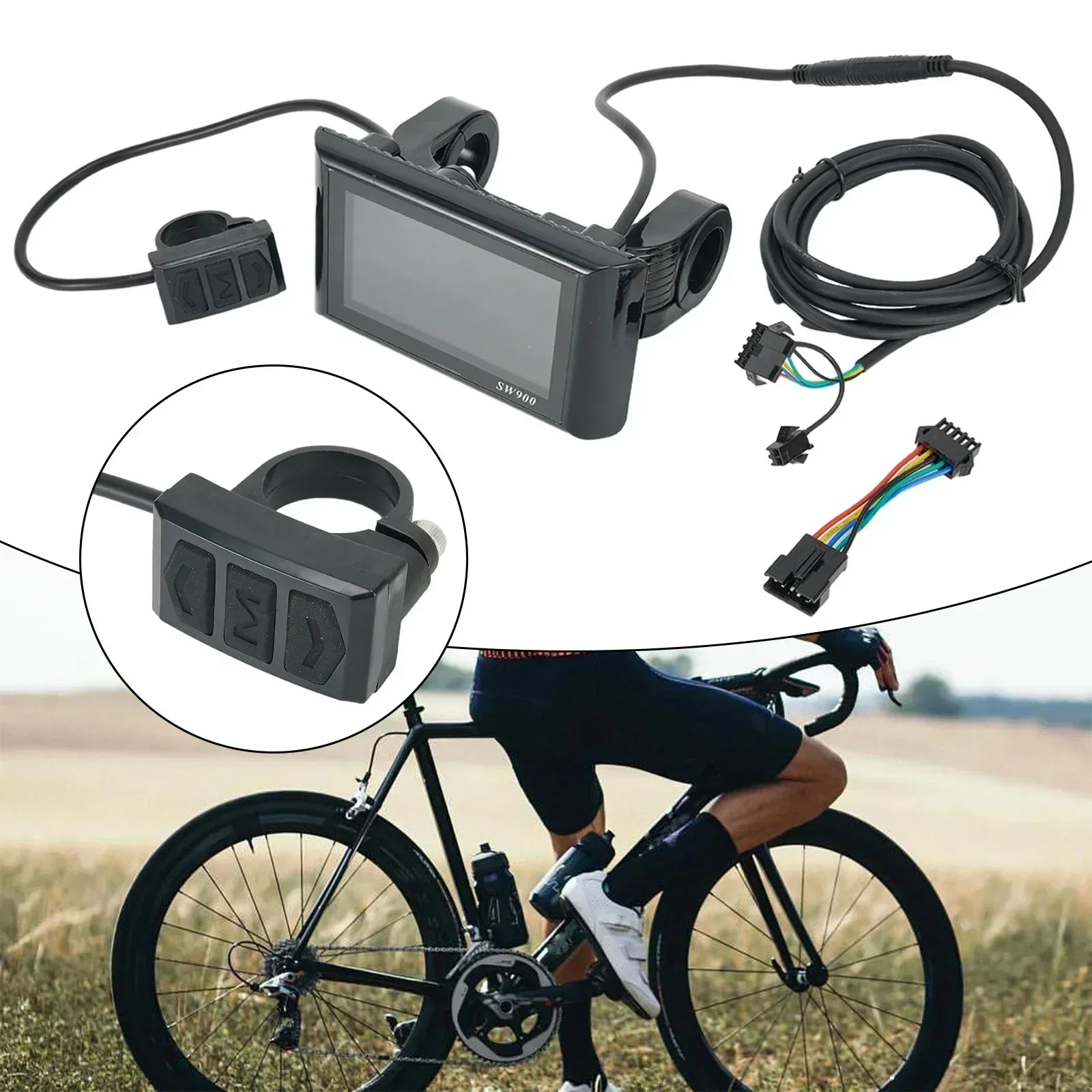 1 Set E-Bike SW900 LCD Colorful Display Control Panel 24-60V Electric Bicycle Scooter 5pin/6pin SM Plug Bicycle Accessories
