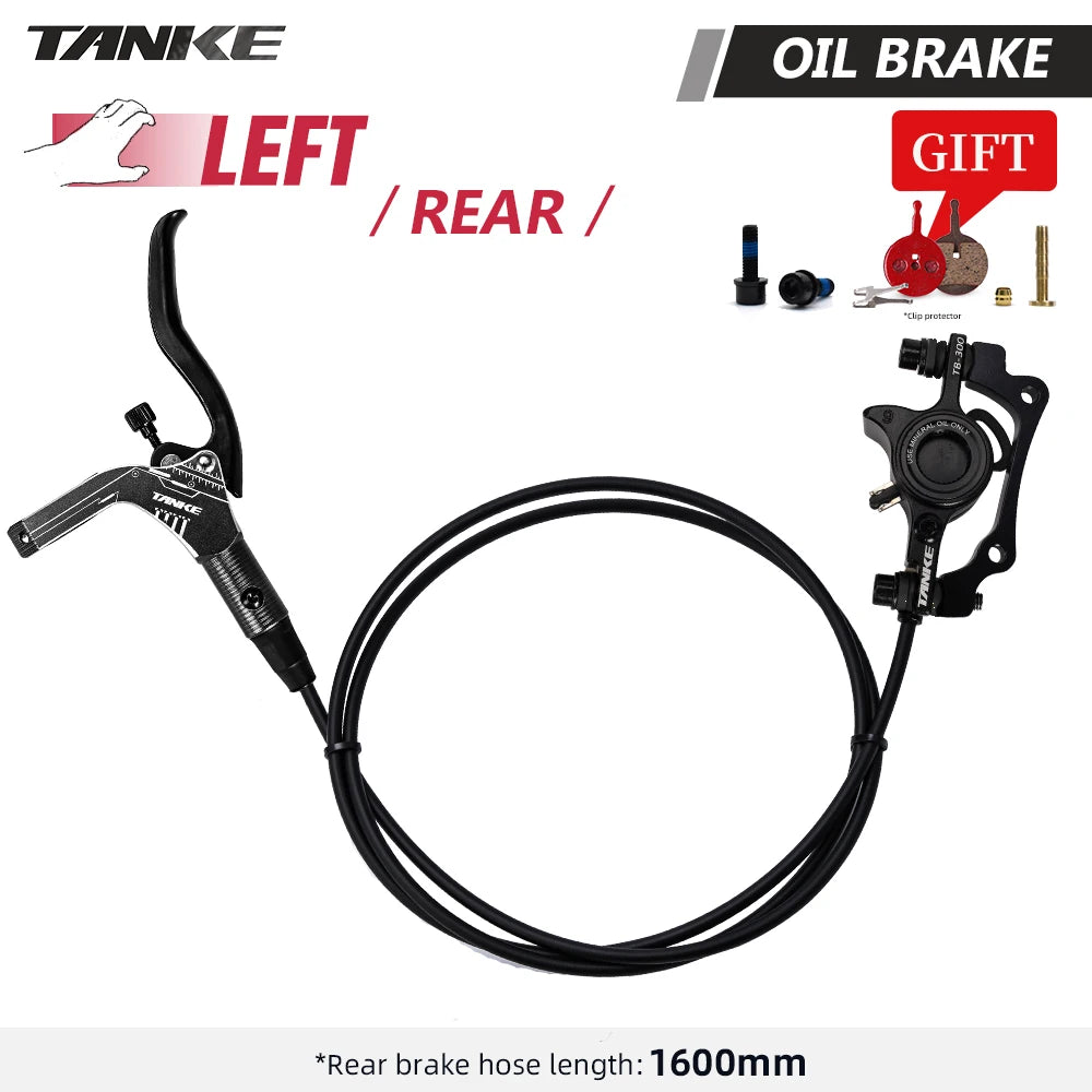 TANKE Mountain Bike Hydraulic Disc Brake Kit with 160mm Rotors, Hydraulic Calipers, Front and Rear Mounts, and 22.2mm Handlebar