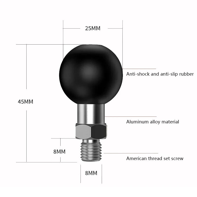 1 inch Ball Head Adapter Mount Base Motorcycle Handlebar Rearview Mirror Bracket for DJI GoPro Insta360 Action Camera Accessory