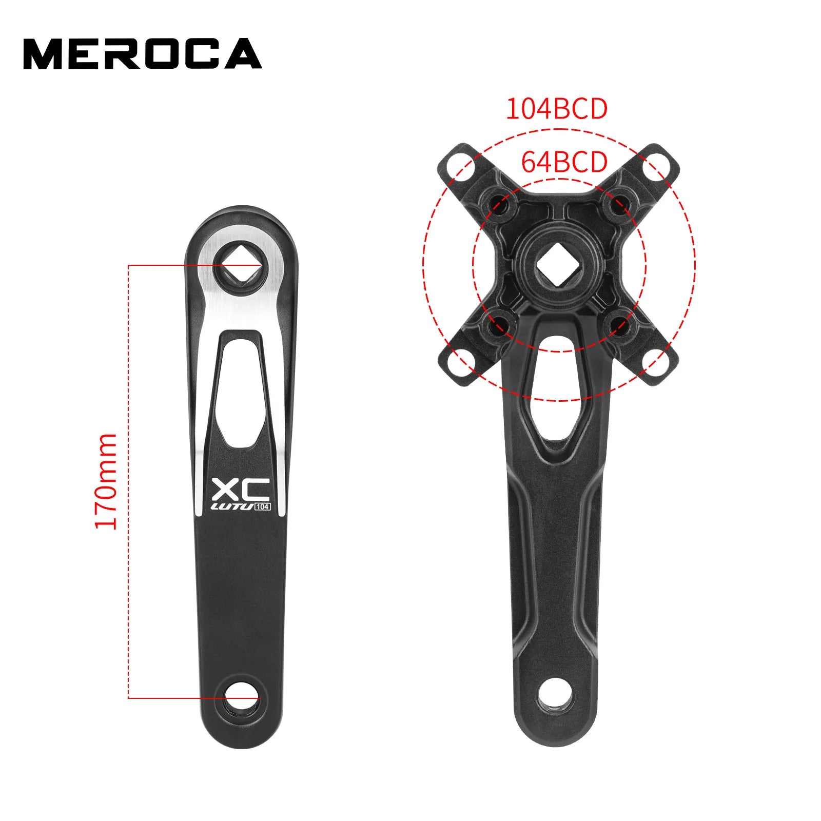 Square taper crank set 104 bcd 24mm bicycle connecting rods 170mm lightweight crank arm Monoplate cranks single speed crankset
