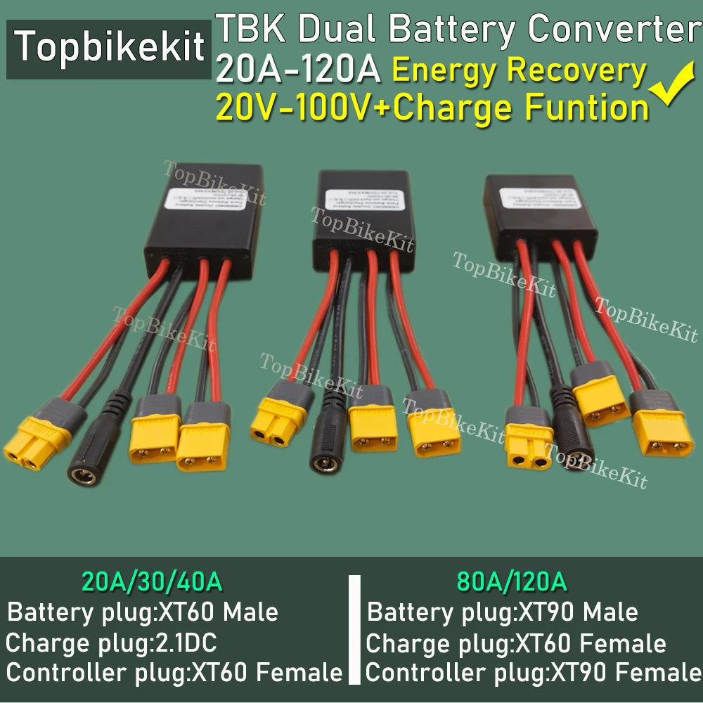 Ebike Dual Battery Discharge Converter Connection Adapter Switcher 20-100V 20A/30/40A/80A/120A Double Battery Balanced Discharge