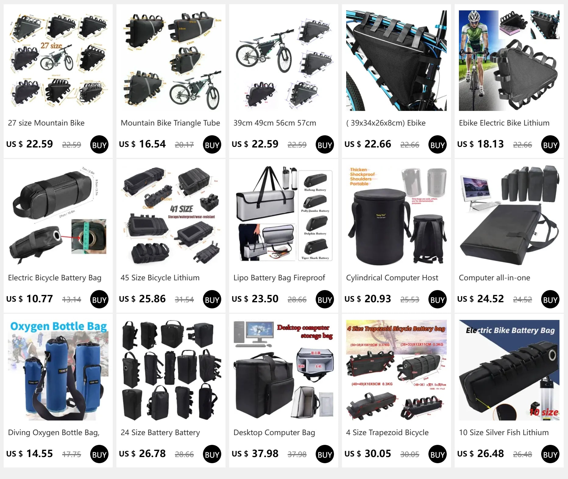 Bicycle Bike Tube Frame Pack Bag Case Battery front Tool Box Storage MTB Ebike