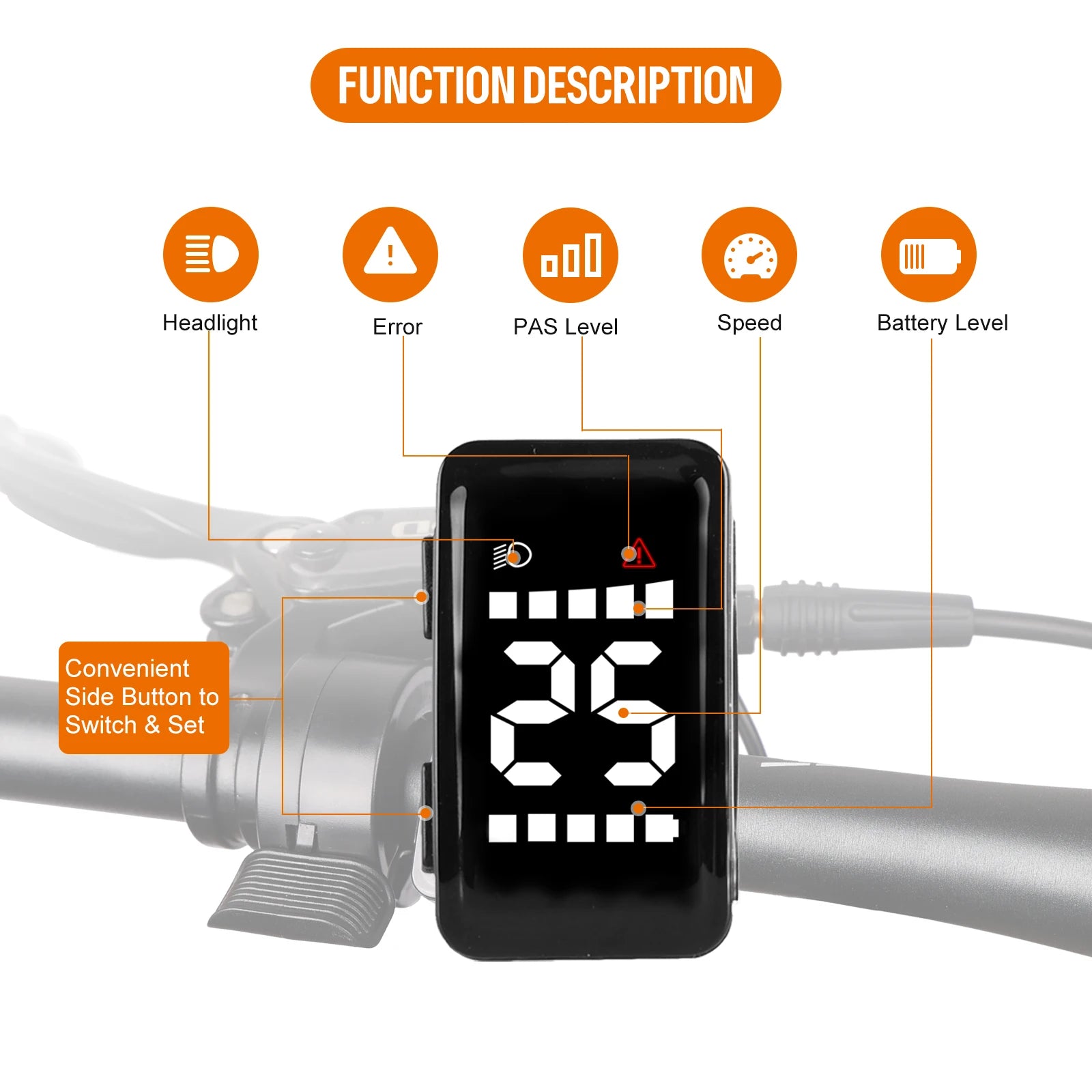 BAFANG Mini DZ40 Display 24/36/48V Ebike Intelligent LCD Screen 5PIN Female Waterproof for BAFANG BBS02B BBS01B BBSHD Mid Motor