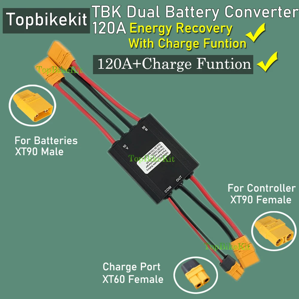 Ebike Dual Battery Discharge Converter Connection Adapter Switcher 20-100V 20A/30/40A/80A/120A Double Battery Balanced Discharge