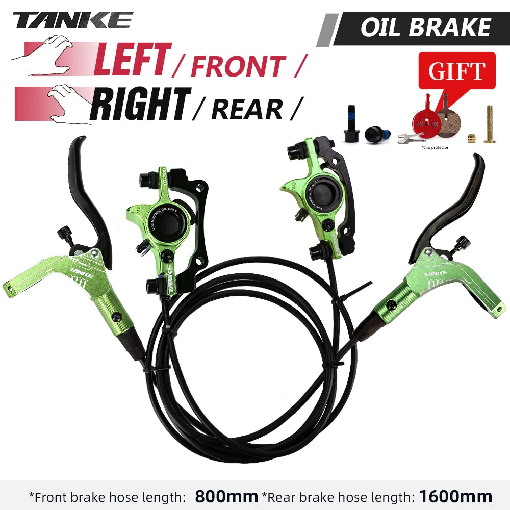 TANKE Mountain Bike Hydraulic Disc Brake Kit with 160mm Rotors, Hydraulic Calipers, Front and Rear Mounts, and 22.2mm Handlebar