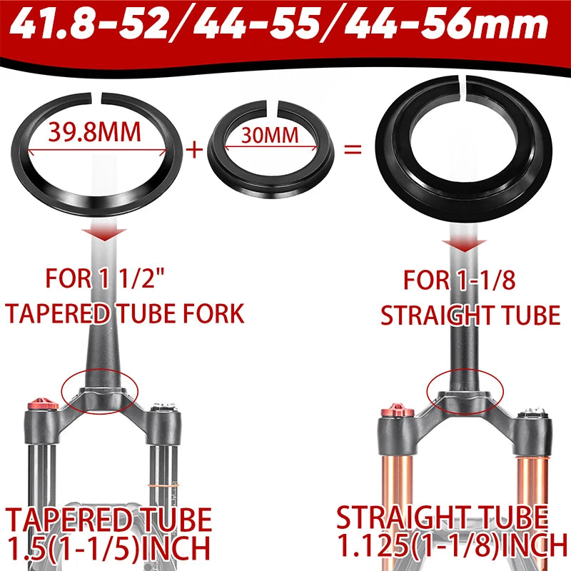 BUCKLOS Bike Headset 1-1/8" Sealed Bearing Aluminum Alloy MTB Bicycle Bowl Set Headset 34/44/50.6/52/55/56mm Fork Cycling Parts