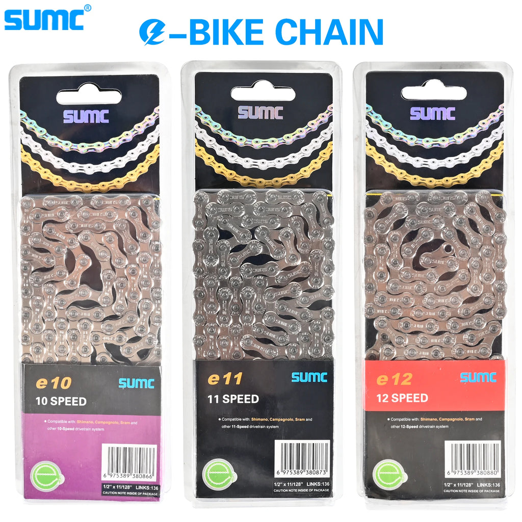 SUMC Bicycle Chain 8/9/10/11/12 Speed 126/136 Links Anti-Rust Coating MTB Road Bike Chain E8 E9 E10 E11 E12