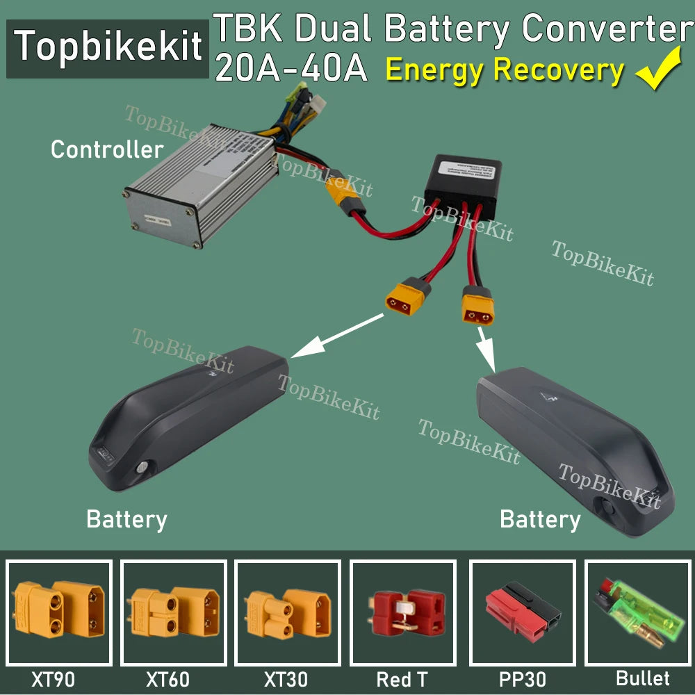 Ebike Dual Battery Discharge Converter Connection Adapter Switcher 20-100V 20A/30/40A/80A/120A Double Battery Balanced Discharge