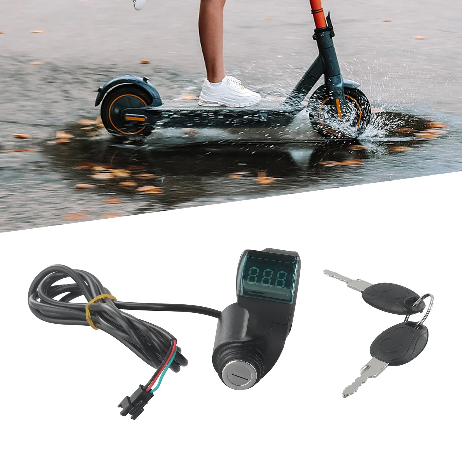 E-bike Power Switch Lock Display Thumb Throttle With Key 12V-84V Electric Scooter Handlebars Ignition Switch Key Power Lock