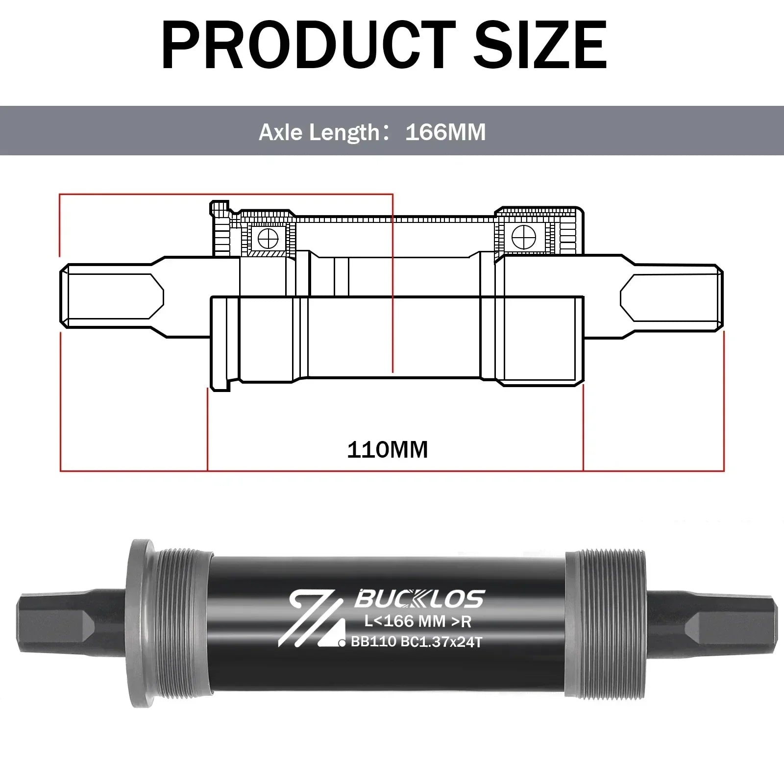 BUCKLOS Bike Bottom Bracket Square Hole Road Mountain Bike E-Bike Crank BB BB68 BB80 BB90 BB100 BB110 BB120 MTB Crankset Parts