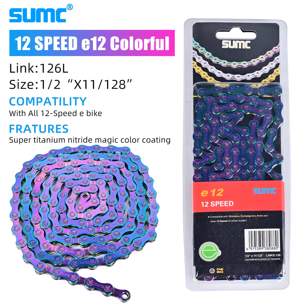 SUMC Bicycle Chain 8/9/10/11/12 Speed 126/136 Links Anti-Rust Coating MTB Road Bike Chain E8 E9 E10 E11 E12