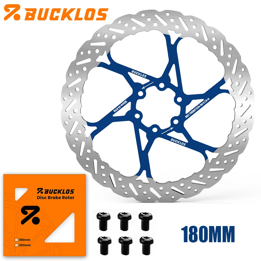 BUCKLOS 140/160/180/203mm Bike Brake Disc Stainless Steel Bicycle Brake Rotors Road MTB Bike Rotor 6-Bolt Cycling Disc