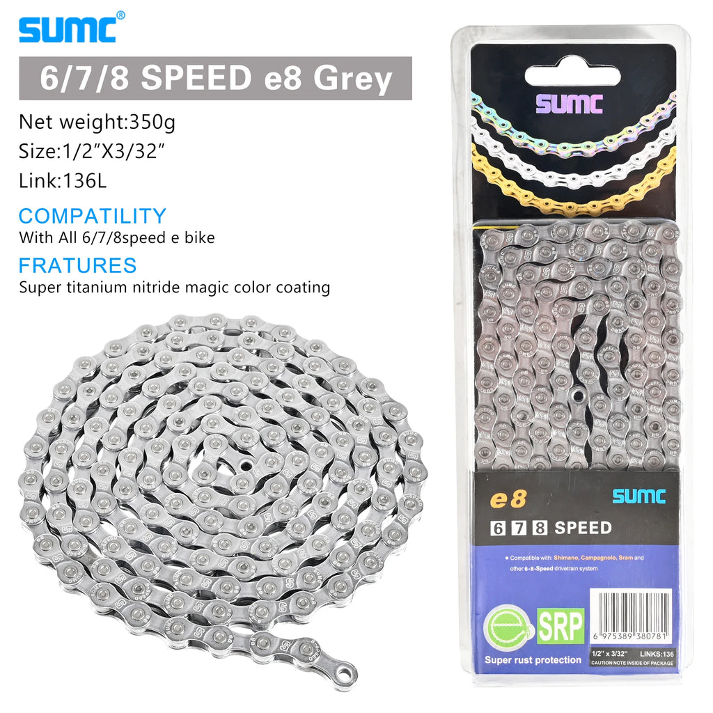 SUMC Bicycle Chain 8/9/10/11/12 Speed 126/136 Links Anti-Rust Coating MTB Road Bike Chain E8 E9 E10 E11 E12