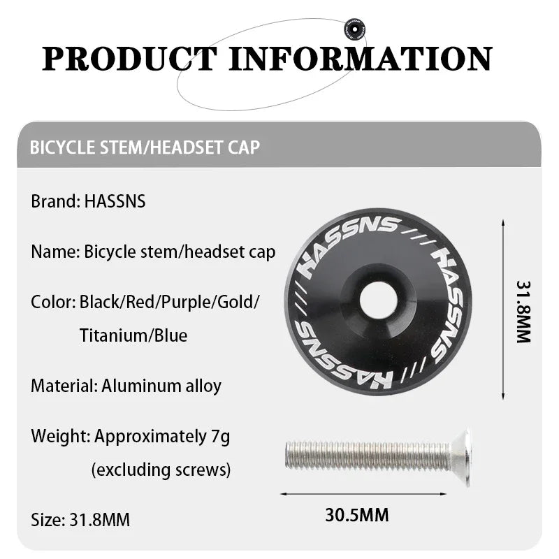 HASSNS Mtb Power Cap Stem Cap Bicycle Headset Top Cover For Mountain Road Bike Table Cover Aluminium Alloy Steering Series Top
