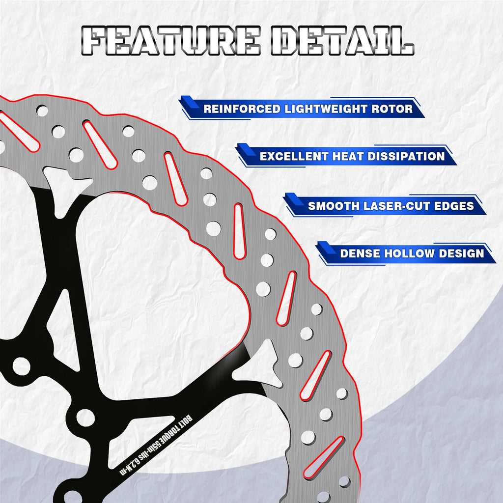 BUCKLOS 140/160/180/203mm Bike Brake Disc Stainless Steel Bicycle Brake Rotors Road MTB Bike Rotor 6-Bolt Cycling Disc
