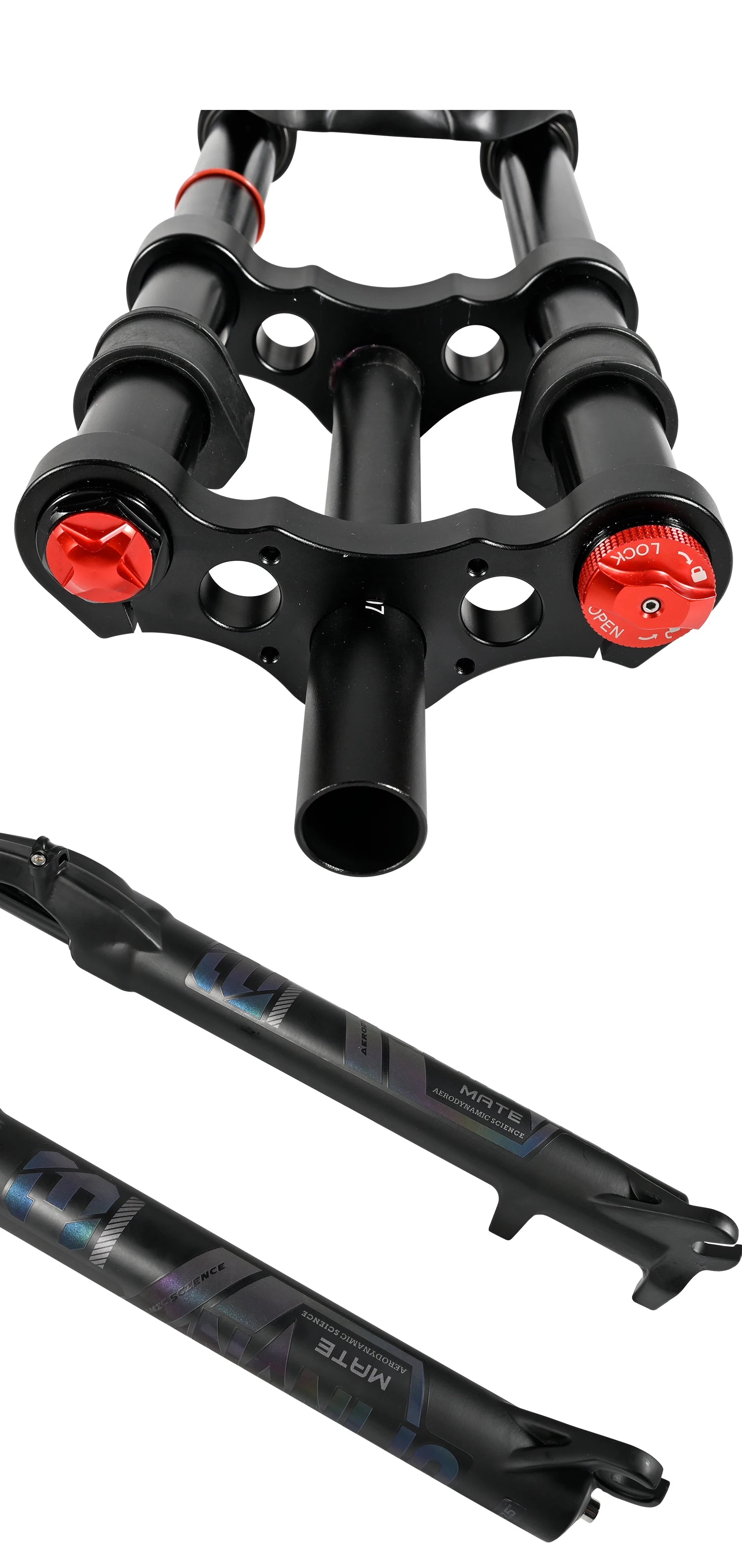 NanLio Double Shoulder Snow Front Fork 27.5inch / 29*2.5 inch MTB Fork 150mm Travel Air Supension Bike Fork E-bike Fork 15/9MM