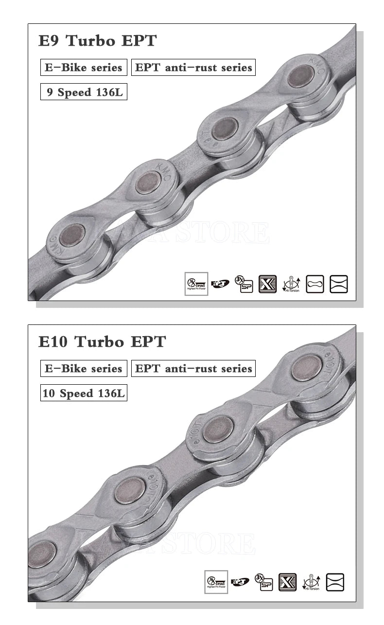 KMC E-BiKE E8 E9 E10 E11 E12 Chain 8 9 10 11 12 Speeds 136 Links Anti-rust Electric Sport Bicycle eBike Chains Original