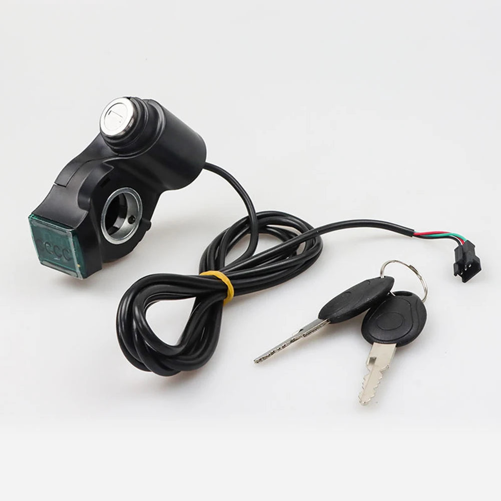 E-bike Power Switch Lock Display Thumb Throttle With Key 12V-84V Electric Scooter Handlebars Ignition Switch Key Power Lock