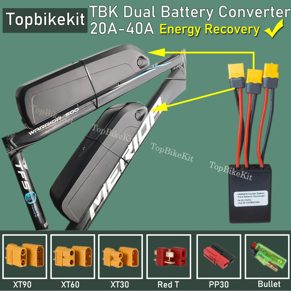 Ebike Dual Battery Discharge Converter Connection Adapter Switcher 20-100V 20A/30/40A/80A/120A Double Battery Balanced Discharge