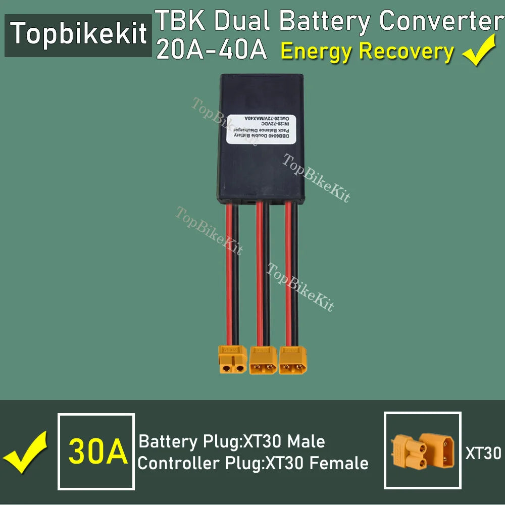 Ebike Dual Battery Discharge Converter Connection Adapter Switcher 20-100V 20A/30/40A/80A/120A Double Battery Balanced Discharge